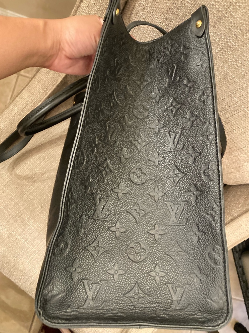 Louis Vuitton Black Embossed Monogram Onthego Tote - Picture 11 of 15